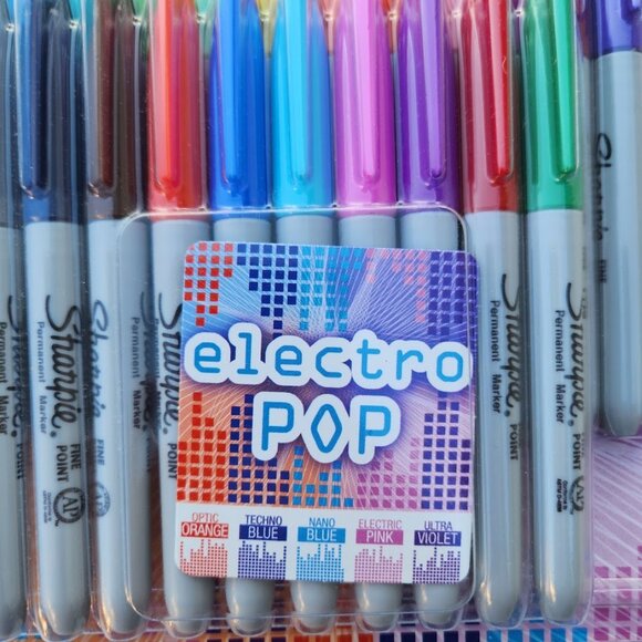 New SHARPIE Electro Pop Permanent Markers Fine Point Assorted Colors 24 Count Li - Picture 13 of 16